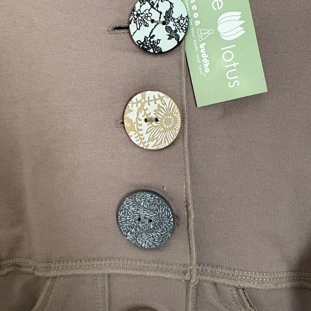 Neon Buddha Taupe Blazer with Unique Button Design nwt - Picture 4 of 6